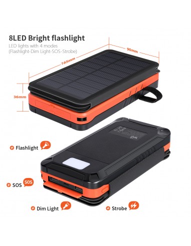 Chargeur solaire 26800 mAh, chargeur portable ultra haute capacité solaire  avec double sortie de type C entrée étendue 